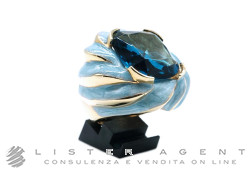 ANELLO in metallo laminato oro giallo con smalto e pietra naturale Ref. AN153S. NUOVO!