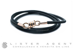 DODO by Pomellato bracciale Nodo in oro rosa 9Kt con cinturino in pelle nera Ref. DKB/K9/NE9/17K. NUOVO!
