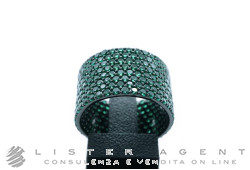 ANELLO Fascia larga in argento brunito e pietre verdi Mis 15 Ref. AN33. NUOVO!