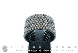 ANELLO Fascia larga in argento brunito e pietre brown Mis 18 Ref. ANRN045CN. NUOVO!