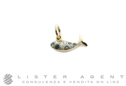 DODO by Pomellato ciondolo Pesce Prezioso in oro giallo 18Kt con diamanti ct 0.05 e zaffiri azzurri ct 0.09 Ref. DMC0019_FISH0_BZFOG. NUOVO!