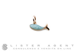 DODO by Pomellato ciondolo Pesce in oro rosa 9Kt con e smalto azzurro perlato Ref. DMC0018_FISH0_EPA9R. NUOVO!