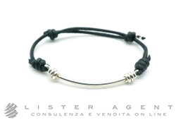 DODO by Pomellato bracciale Nodo in argento 925 con cordino nero Ref. DBC1004_KNOT0_NE0AG. NUOVO!