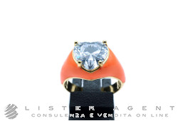 CHIARA FERRAGNI anello in metallo placcato oro giallo con smalto arancione e pietra a cuore Misura 16 Ref. J19AVI42016. NUOVO!