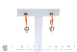 CHIARA FERRAGNI orecchini piccoli in metallo placcato oro giallo e smalto arancione con pendente zircone Cuore Ref. J19AVI13. NUOVI!