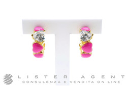 CHIARA FERRAGNI orecchini Cuore in metallo placcato oro rosa con zirconi e smalto rosa Ref. J19AWD05. NUOVI!
