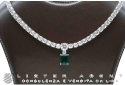 CHIARA FERRAGNI collana Tennis Emerald in metallo e zirconi con ciondolo Verde Ref. J19AWJ01. NUOVA!
