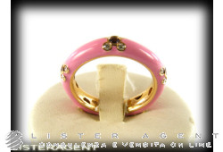 ANELLO in oro rosa 18Kt con smalto rosa, diamanti ct 0,23 e ametiste ct 0,18 Mis 16 Ref. A1887. NUOVO!