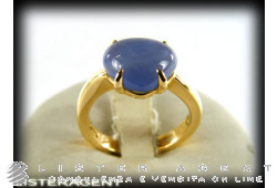 BULGARI anello in oro giallo 18Kt e agata azzurra Mis 15 Ref. AN856046. NUOVO!