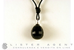 KIDULT collana con ciondolo in agata nera sfaccettata e argento 925 Ref 143115. NUOVA!