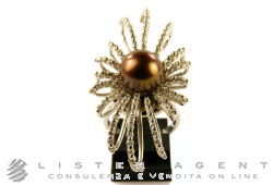 ANELLO in oro bianco 18Kt con diamanti ct 1,23 e perla mm 10,00 Mis 13 Ref. 108. NUOVO!
