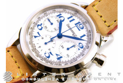 EBERHARD Vanderbilt Cup in acciaio Bianco e Blu AUT Ref. 31045CPD. NUOVO!