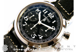 EBERHARD Tazio Nuvolari Vanderbilt Cup crono in acciaio Nero AUT Ref. 31068CP. NUOVO!