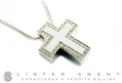 SALVINI collana Croce in oro bianco 18Kt e diamanti ct 0,28 H Ref. 20001151. NUOVA!