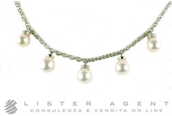 SALVINI collana in oro bianco 18kt con diamanti ct 0,09 H e perle naturali mm 7,00/7,50 Ref. 20014063. NUOVA!