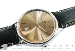 HAMILTON Jazzmaster Thinline Automatic in acciaio Salmone AUT Ref. H38525721. NUOVO!