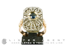 ANELLO Vintage in oro 18Kt con diamanti ct 0.34 e zaffiro ct 0.40 Mis 12. NUOVO!