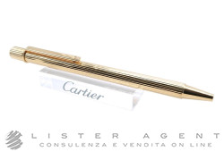 CARTIER penna a sfera Must Decoro Godron verticale in acciaio placcato oro Ref. ST150090. NUOVA!
