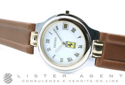 FERRARI orologio Date in acciaio bicolore lucido Bianco. NUOVO!