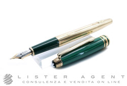 MONTBLANC penna stilografica Meisterstück CZAR NIKOLAI I in argento 925 placcato oro giallo e malachite Ref. 22144. NUOVA!