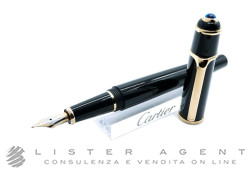 CARTIER penna stilografica Diabolo in acciaio placcato oro giallo e composite nero Ref. ST180004. NUOVA!