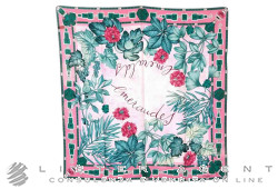 CARTIER foulard Emeraudes in seta rosa cm 85x88. NUOVO!