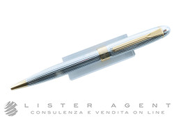 YVES SAINT LAURENT penna a sfera in acciaio bicolore con decoro Godron verticale Ref. Y1112104. NUOVA!
