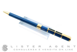 YVES SAINT LAURENT penna a sfera in acciaio placcato oro e lacca blu. NUOVA!