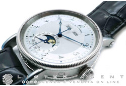 CHRONOSWISS Lunar Automatico con Fasi Luna e Triple Date in acciaio Argenté Ref. CH9323. NUOVO!