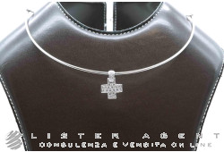 POMELLATO collana semirigida Tradizionale con Croce in oro bianco 18Kt e diamanti. NUOVA!