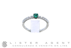 RECARLO anello in oro bianco 18Kt con diamanti ct 0.26 e smeraldo ct 0.16 Misura 16 Ref. XD210/BSME. NUOVO!