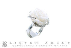 GIAMPIERO FIORINI anello Fiore in oro bianco 18Kt con diamanti ct 0.13 e corallo bianco Misura 18 Ref. 101644700924AN. NUOVO!