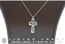 RECARLO collana Croce in oro bianco 18Kt con diamanti bianchi ct 0.56 e neri ct 0.36 Ref. XD014/BN. NUOVA!