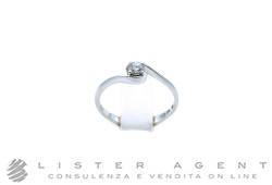 FRESH anello Solitario in oro bianco 18Kt con diamante ct 0.14 G Si Misura 14 Ref. FR036/014. NUOVO!