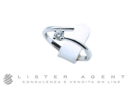 FRESH anello Solitario in oro bianco 18Kt con diamante ct 0.10 G Vs Misura 14 Ref. FR007/010. NUOVO!