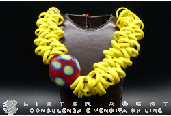 PAMURRINA collana in vetro di Murano Giallo e cotone cerato. NUOVA!