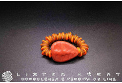 PAMURRINA bracciale elastico in vetro di Murano marrone e arancione. NUOVO!