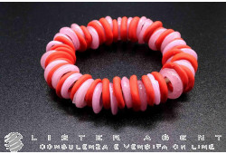 PAMURRINA bracciale elastico in vetro di Murano rosa e rosso. NUOVO!
