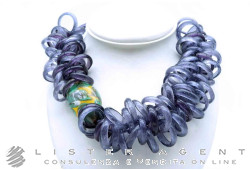 PAMURRINA collana in vetro di Murano glicine trasparente. NUOVA!