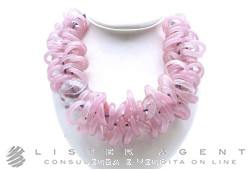 PAMURRINA collana in vetro di Murano rosa trasparente. NUOVA!