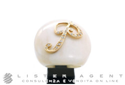 CLAUDIO PACIFICI anello in corno bianco con Lettera P in oro giallo 18Kt e diamanti ct 0.18 Misura 16. NUOVO!