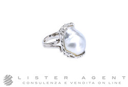ANELLO in oro bianco 18Kt con perla mabè e diamanti ct 0.24 G VVS2 Misura 19. RIGENERATO!