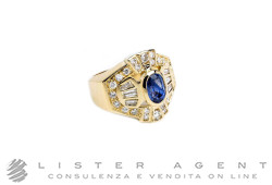 ANELLO in oro giallo 18Kt con diamanti ct 1.40 totale e zaffiro viola Misura 16. RIGENERATO!