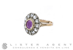 ANELLO in oro rosa 18Kt con diamanti cava vecchia e rubino Misura 19. USATO!