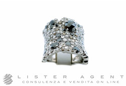 STEFAN HAFNER anello Moonrock in oro bianco 18Kt con diamanti bianchi, diamanti brown e neri Misura 14. NUOVO!