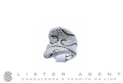 PALMIERO anello Damasco Heart in oro bianco 18Kt con diamanti ct 3.74 F e diamanti neri ct 0.62 Misura 14 Ref. AN5292BDN. NUOVO!
