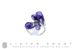 ANELLO in oro bianco 18Kt con ametiste e swarovski Misura 19. NUOVO!