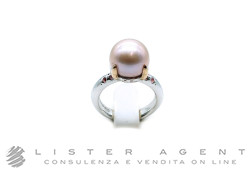 MIMI' anello Vulcanica in argento 925 con smalto rosa, oro rosa 9Kt e perla Freshwater Misura 12 Ref. A21VVM311. NUOVO!