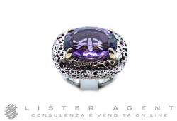 MIMI' anello Vulcanica in argento 925 con smalto viola, oro rosa 9Kt e ametista Misura 17 Ref. A21VVMA30. NUOVO!