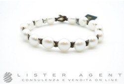 MIMI' bracciale elastica con perle bianche piatte mm 9.50 e terminale in perla mm 8.30 Ref. B35301AR. NUOVO! 